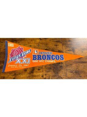 Vintage 1987 Super Bowl XXI Denver Broncos AFC. Champs pennant